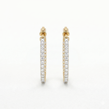 Load image into Gallery viewer, Diamond Hoops with 100 Round Brilliant Diamonds Set in Yellow Gold
