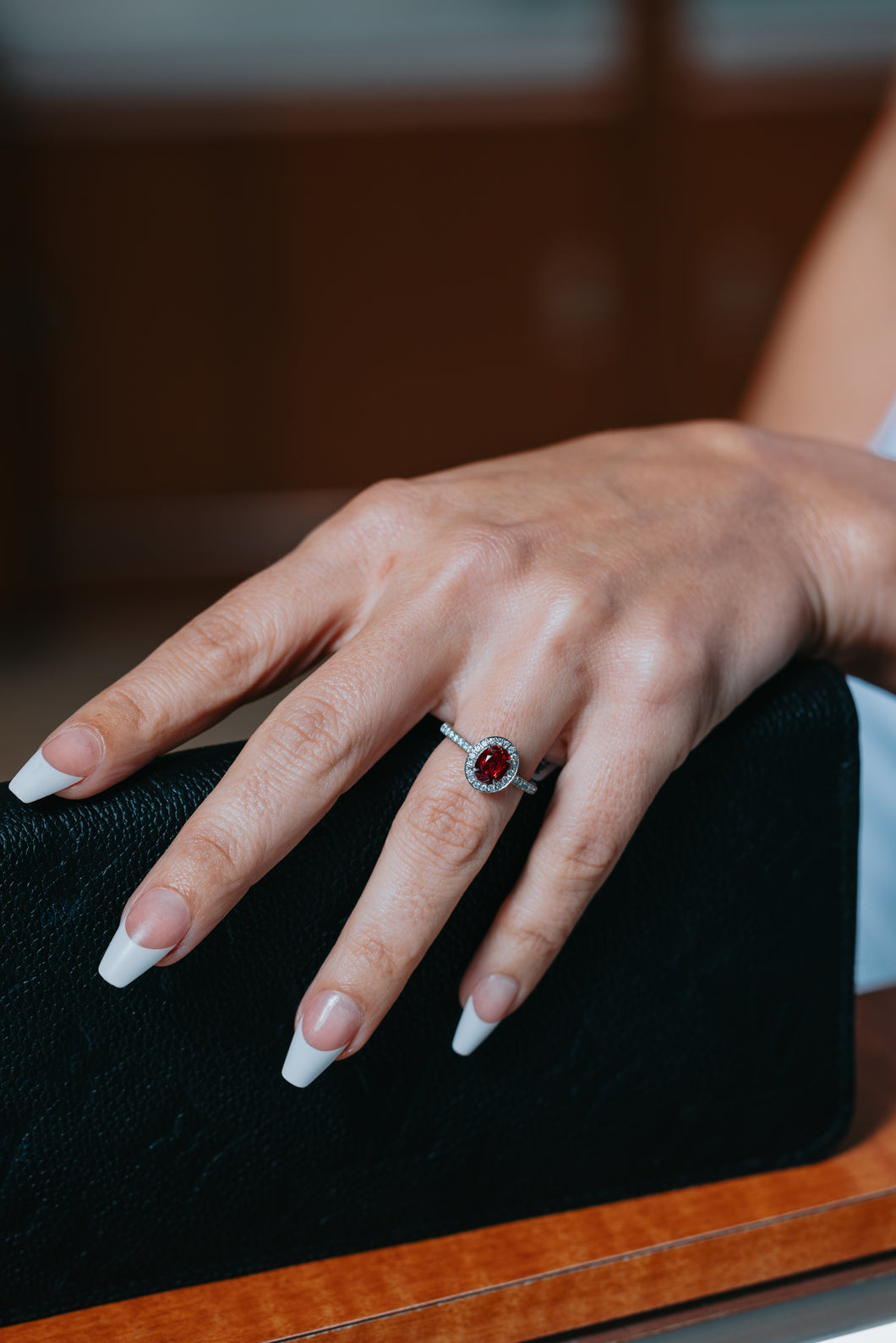 Brilliant Cut Spinel With Diamond Halo