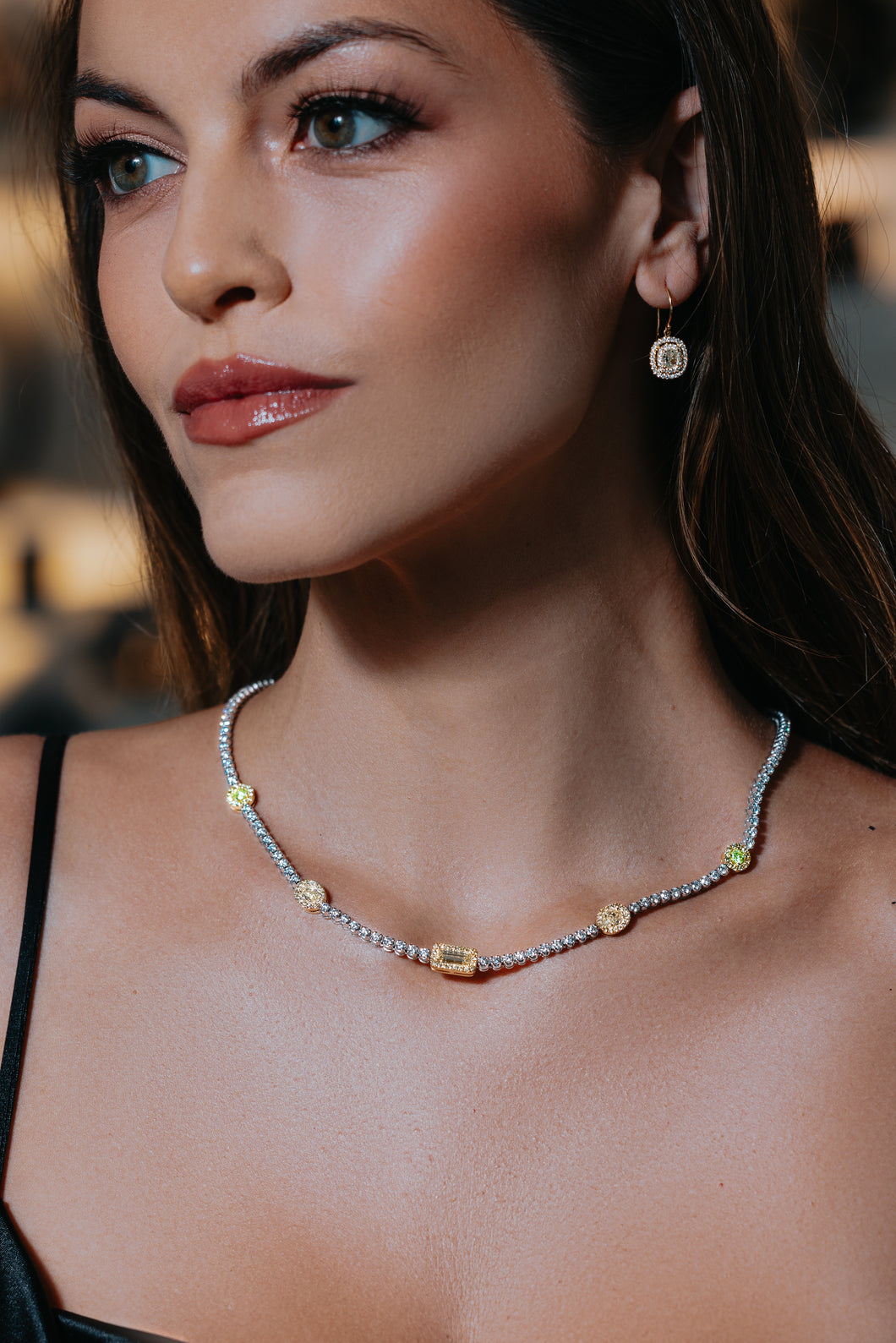 Fancy Yellow & Green Diamond Necklace