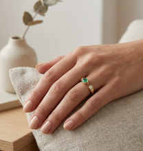 Load image into Gallery viewer, Et Moi Zambian Emerald and Diamond Ring set in 14K Yellow Gold
