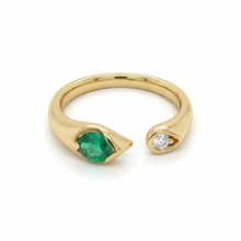 Load image into Gallery viewer, Et Moi Zambian Emerald and Diamond Ring set in 14K Yellow Gold
