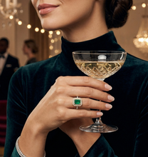 Load image into Gallery viewer, Colombian Emerald 1.10CT Diamond Ring set in 14k White, Yellow and Rose Gold
