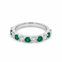 Load image into Gallery viewer, Diamonds &amp; Emerald Band Set in 14K White Gold
