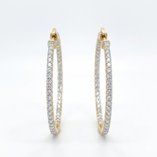 Load image into Gallery viewer, Diamond Hoops with 100 Round Brilliant Diamonds Set in Yellow Gold
