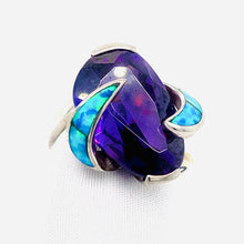 Load image into Gallery viewer, Amethyst and Opal Sterling Silver Ring
