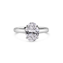 Load image into Gallery viewer, Oval Lab Grown Brilliant Solitaire Ring set in 14K White Gold

