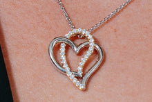 Load image into Gallery viewer, Diamond Double Heart Platinum &amp; 18k Yellow Gold
