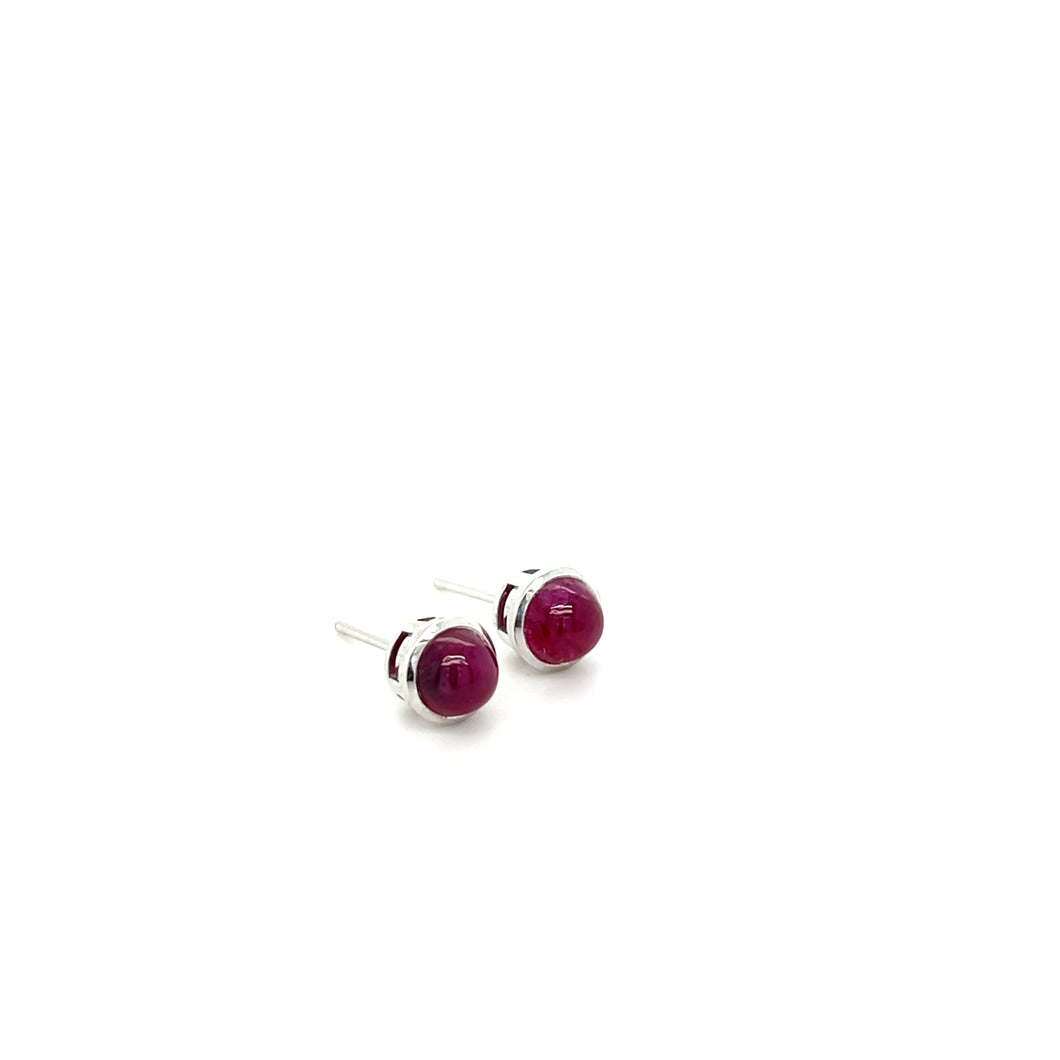 Cabochon Ruby Studs