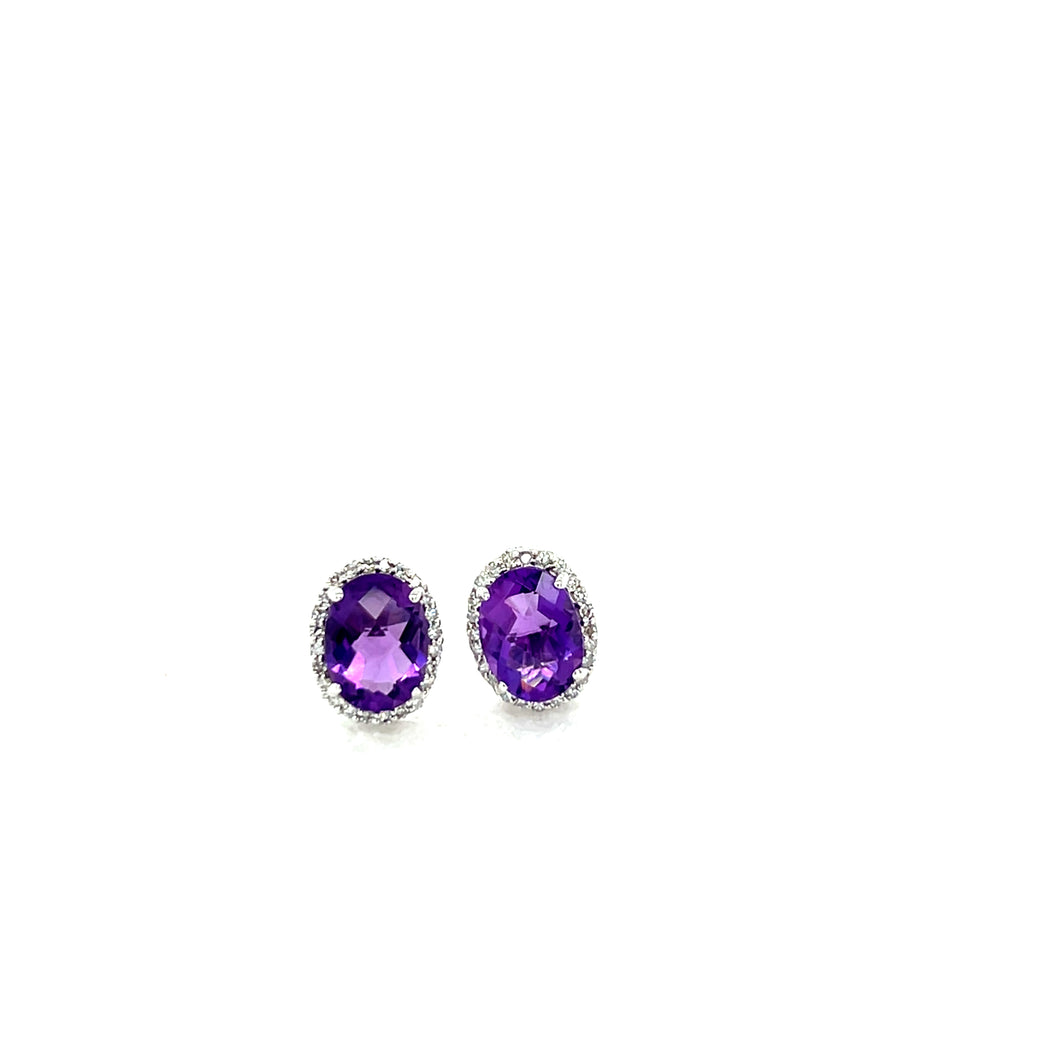Amethyst And Diamond Studs