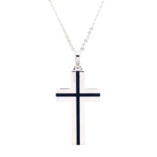 Load image into Gallery viewer, Cross Pendant with Onyx Center in 14K White Gold

