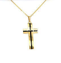 Load image into Gallery viewer, Cross Pendant with Onyx Center in 14K Yellow Gold
