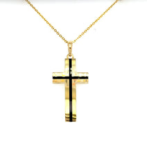 Load image into Gallery viewer, Cross Pendant with Onyx Center in 14K Yellow Gold
