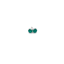 Load image into Gallery viewer, Emerald Stud Earrings set in 14K White Gold
