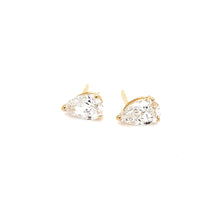 Load image into Gallery viewer, 2 Carat Pear-Shaped Lab Grown Diamond Earrings set in 14K Yellow Gold
