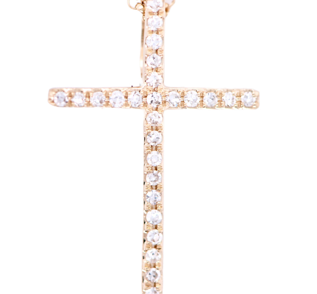 Dainty Yellow Gold Diamond Cross Necklace