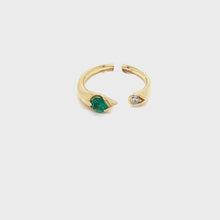 Load and play video in Gallery viewer, Et Moi Zambian Emerald and Diamond Ring set in 14K Yellow Gold
