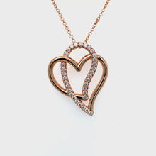 Load and play video in Gallery viewer, Double Heart Diamond Rose Gold Necklace
