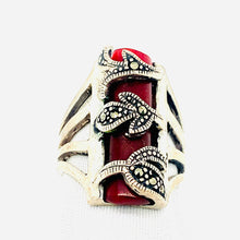 Load image into Gallery viewer, Sterling Silver Marcasite and Garnet Ring
