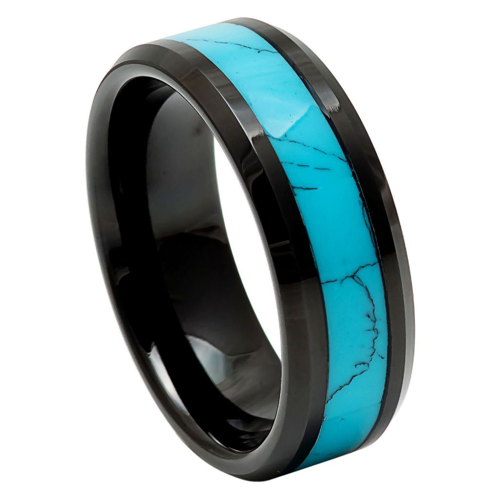 Tungsten Carbide & Turqouise Inlay