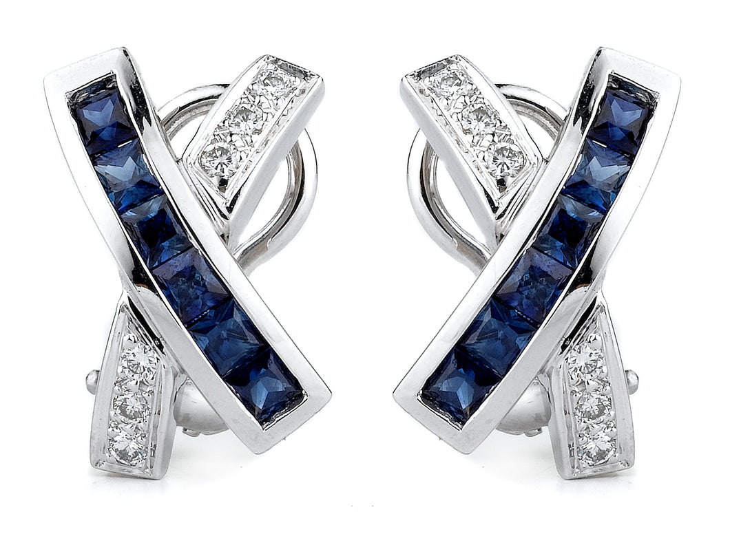 Diamond & Blue Sapphire Earrings