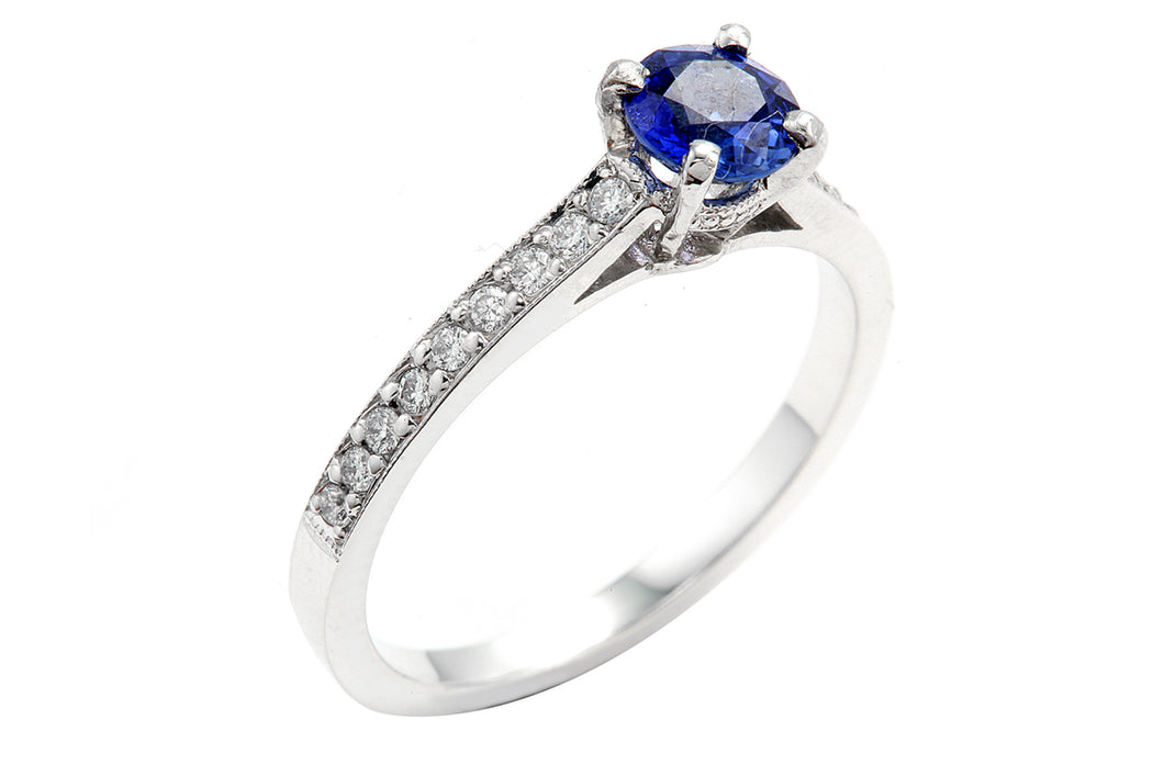 Blue Sapphire & Diamond Ring