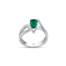 Load image into Gallery viewer, Pear Shaped Colombian Emerald &amp; Diamond Ring
