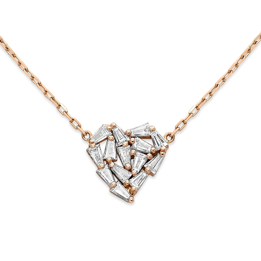 Heart Baguette Diamond Necklace