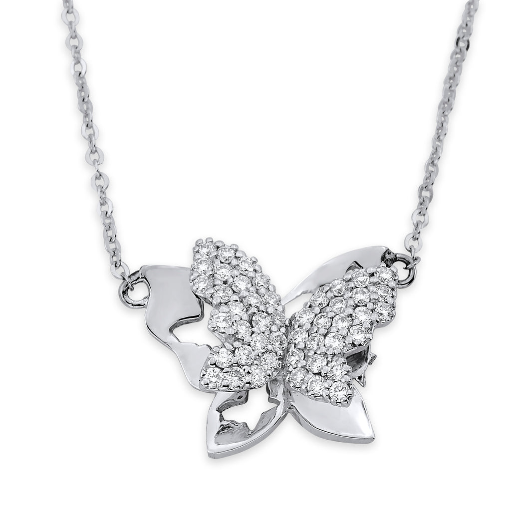 Butterfly Diamond Necklace & Earrings Set