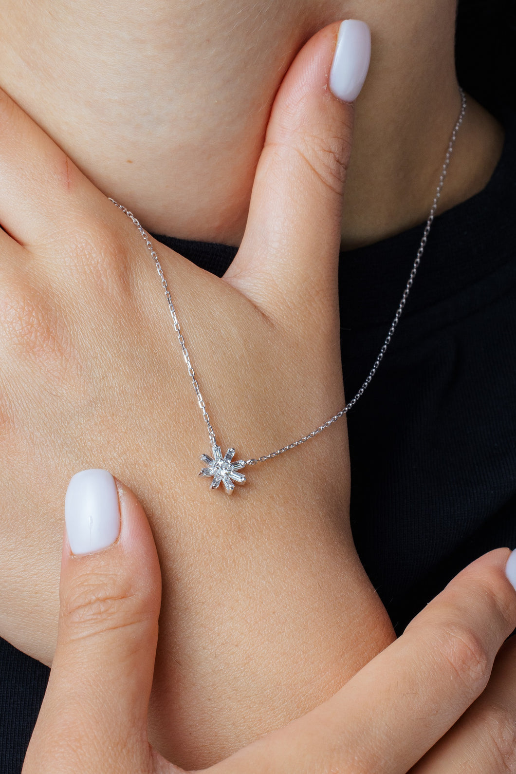 Diamond Baguette Necklace and Earrings