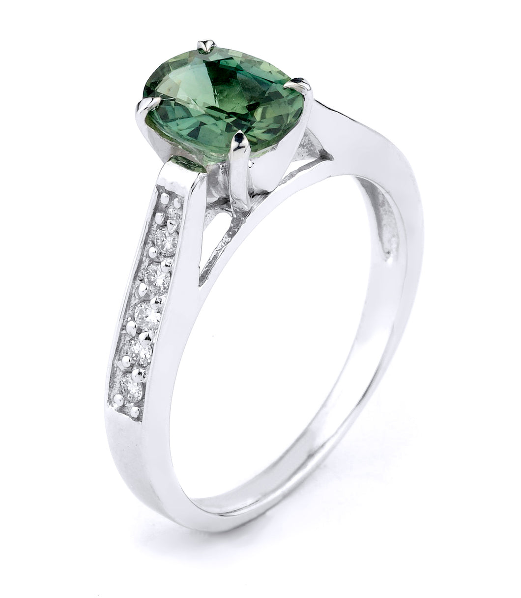 Diamonds & Green Sapphire Ring