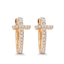 Load image into Gallery viewer, Cross Huggies Diamond Hoops.
