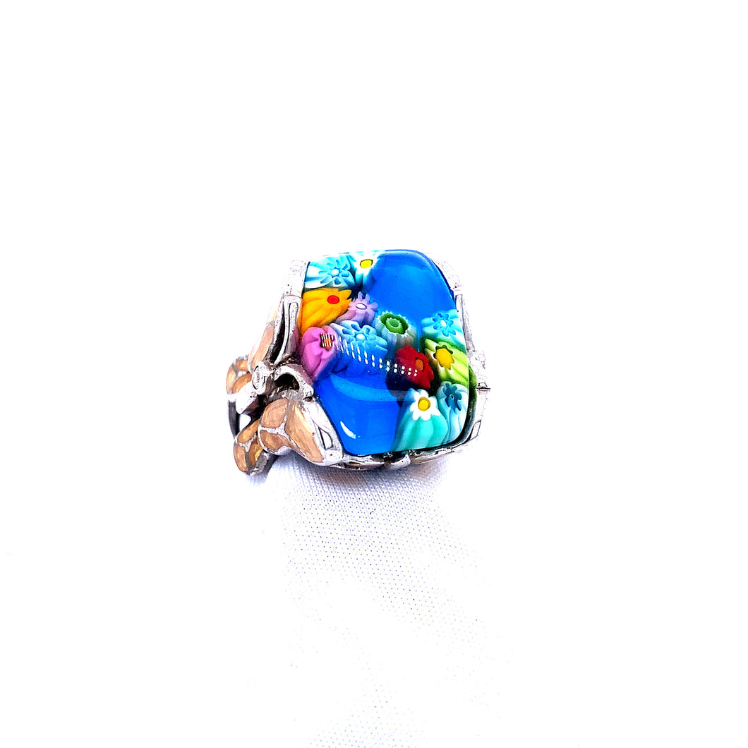 Murano Glass Milli Fiori Butterfly Ring