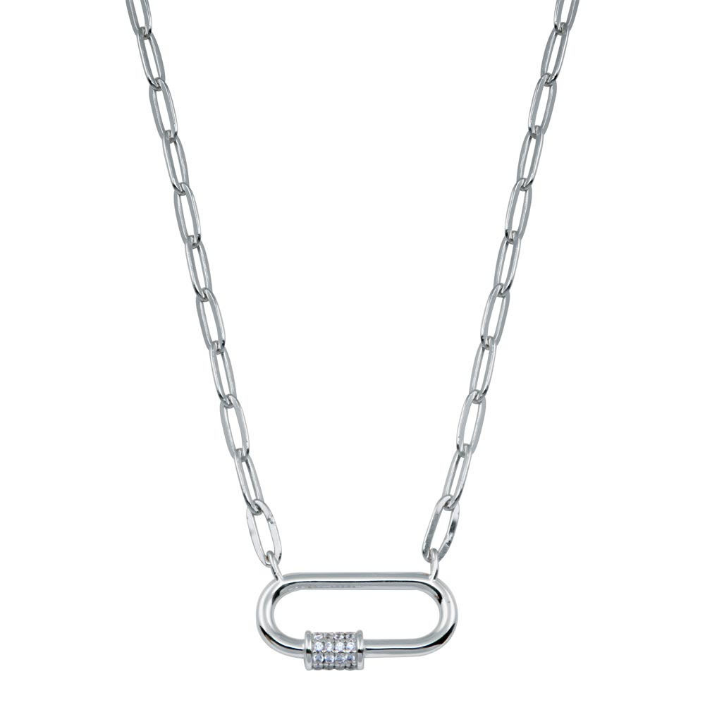Papper Clip Silver Necklace
