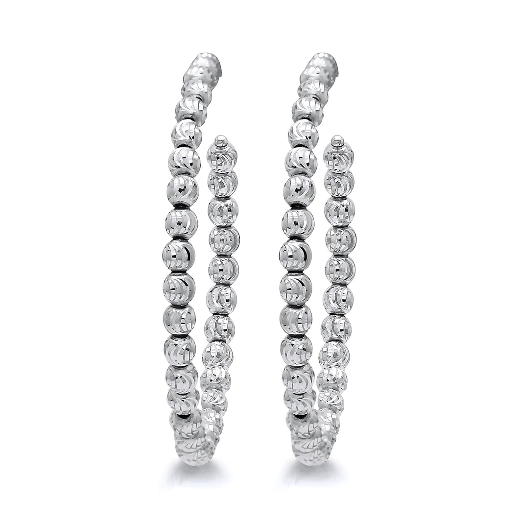 Fancy White Gold Hoop Earrings