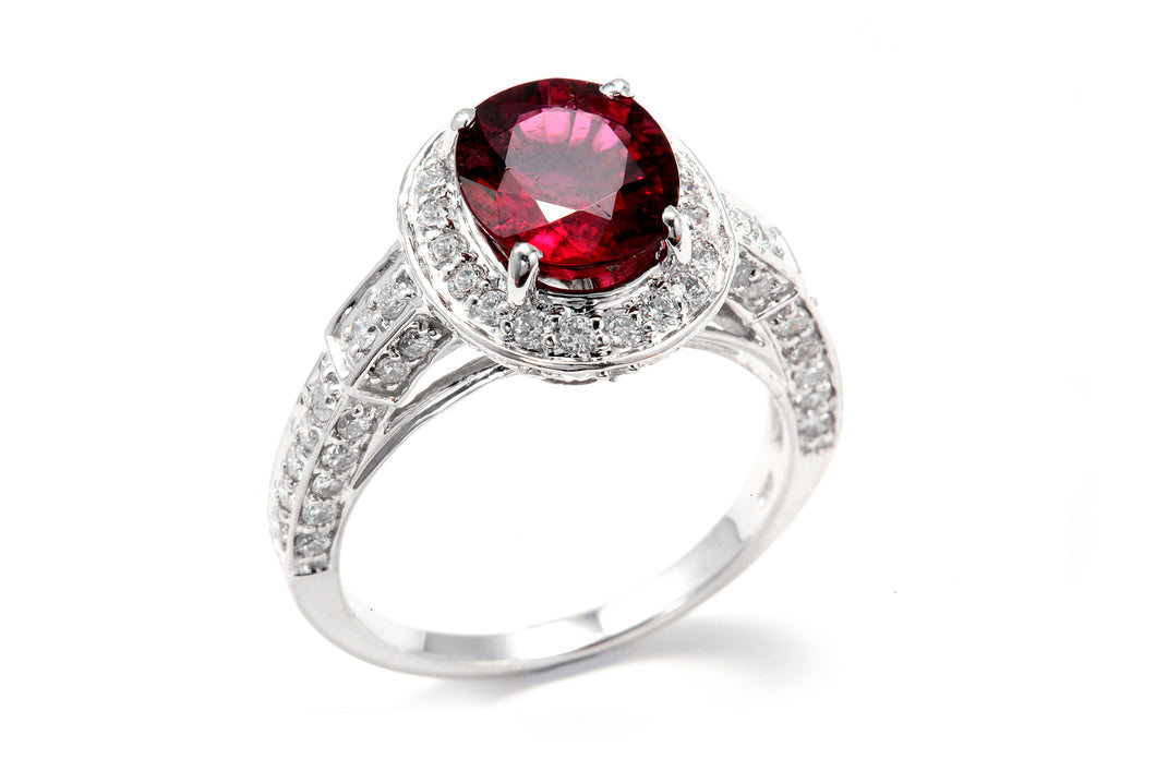 Rubellite & Diamond Ring