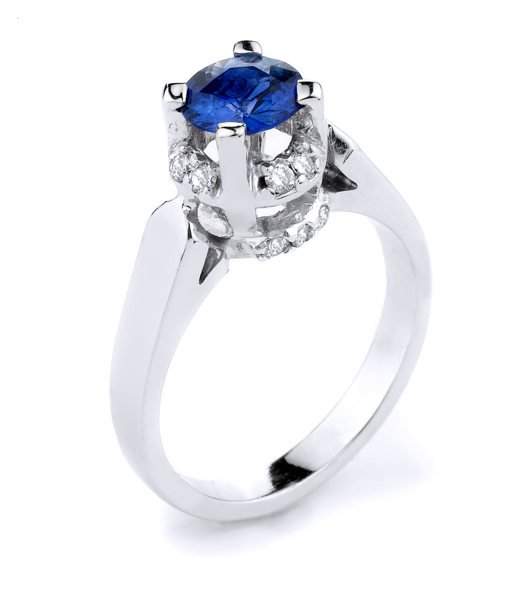 Blue Sapphire & Diamond Ring