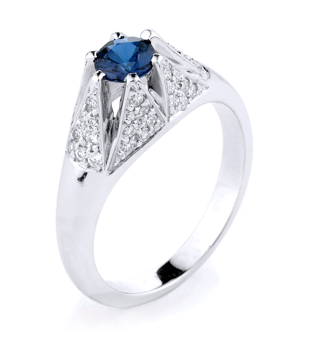 Blue Sapphire & Diamond Ring