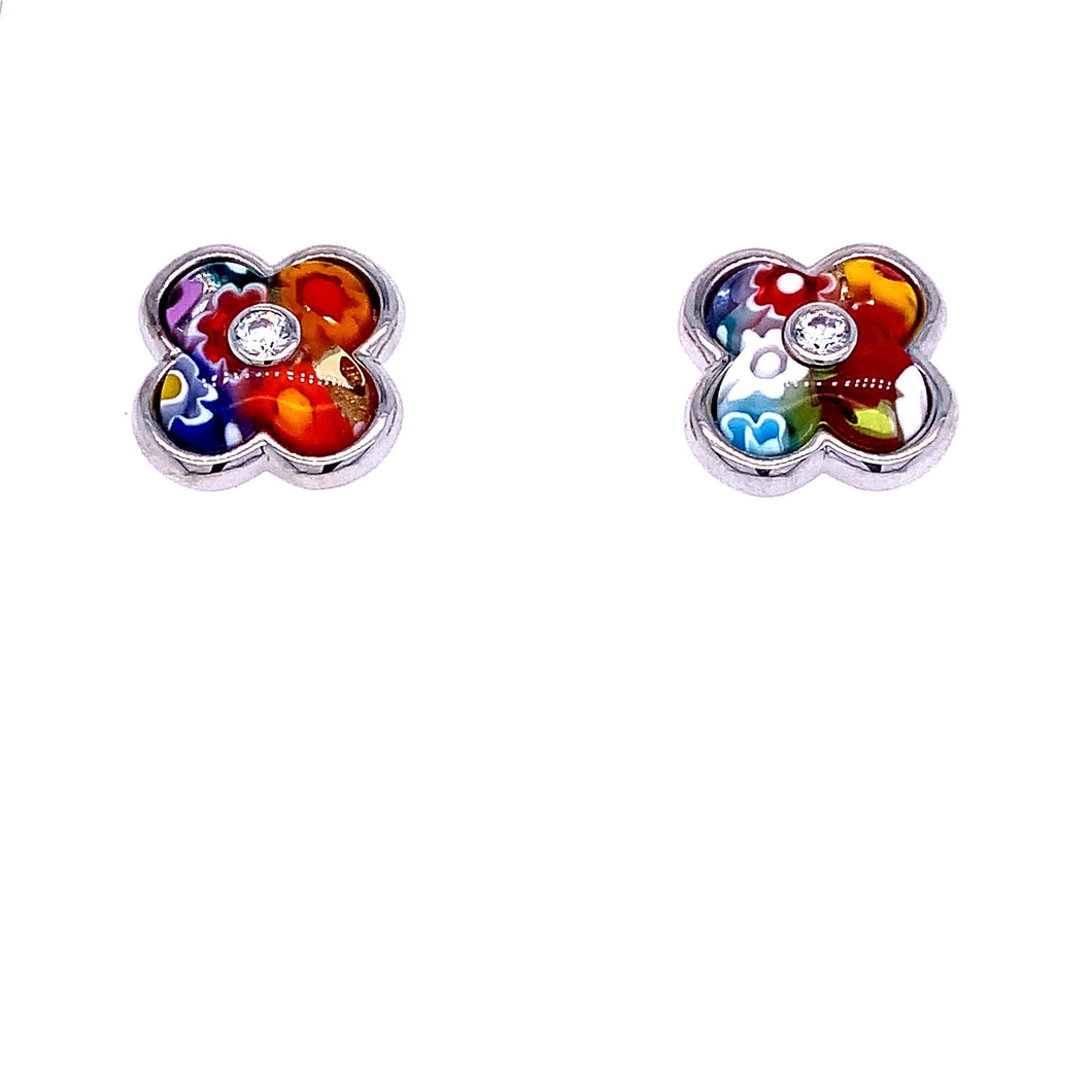 Murano Glass Flower Stud Earrings