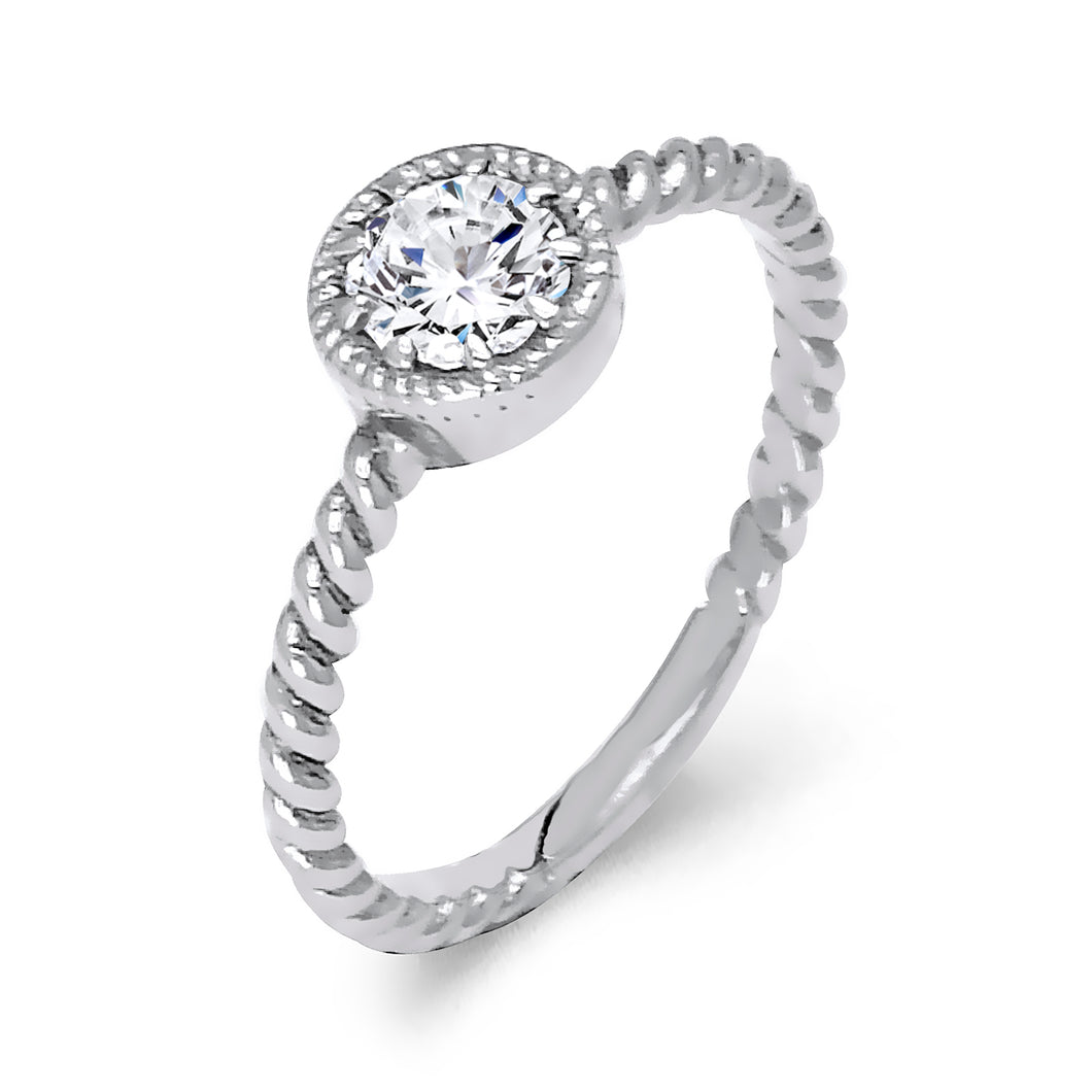 Diamond Beaded Shank Ring